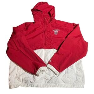 Under Armour Wisconsin Badgers‎ Anorak Jacket Red White XL Quarter Zip Hood